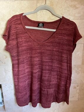 bobeau Heathered rust V-Neck cap Sleeve knit Tee